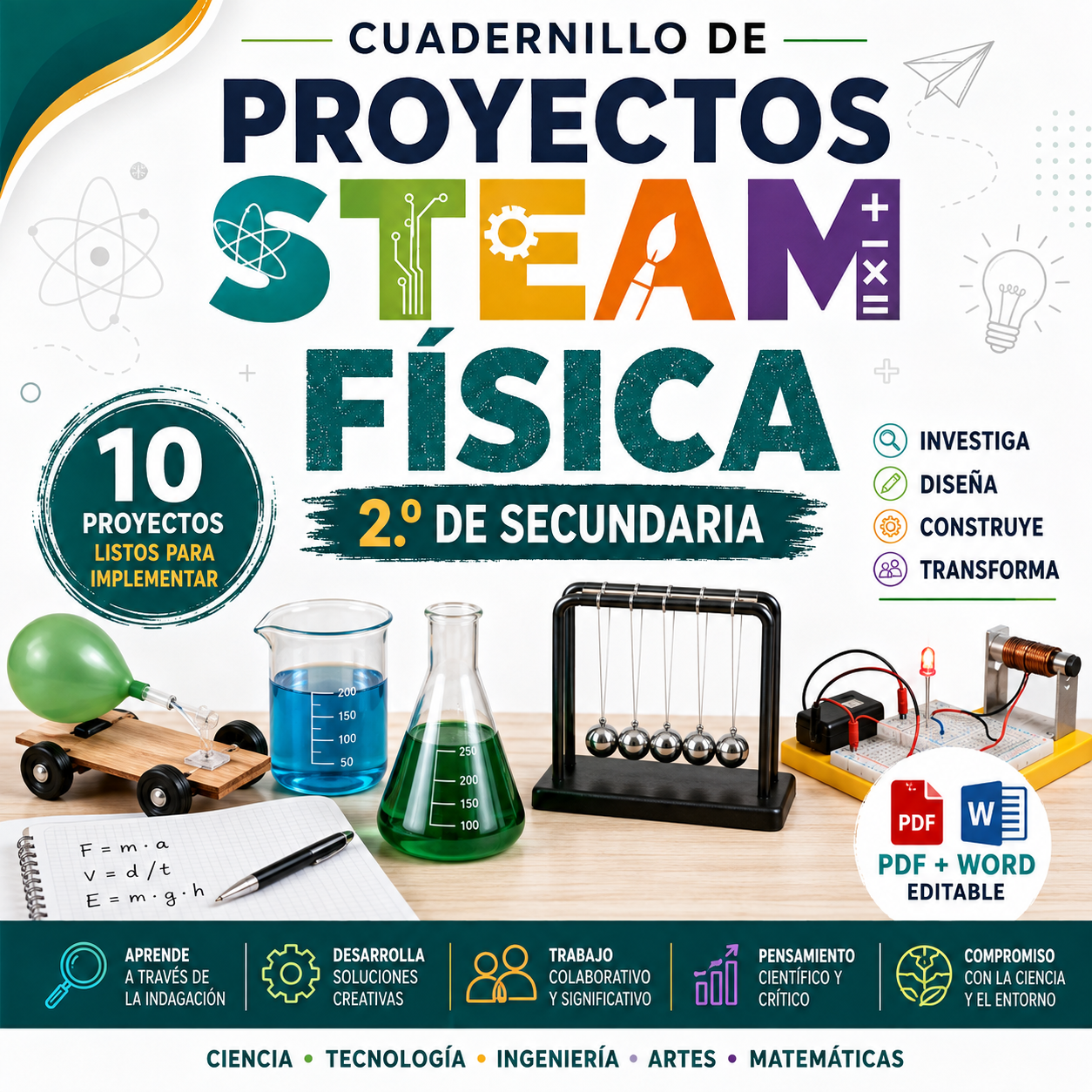Cuadernillo de Proyectos STEAM Física 2.º de Secundaria | NEM 2026-2027 | PDF + Word Editable 1 Cuadernillo de Proyectos STEAM Física 2.º de Secundaria | NEM 2026-2027 | PDF + Word Editable