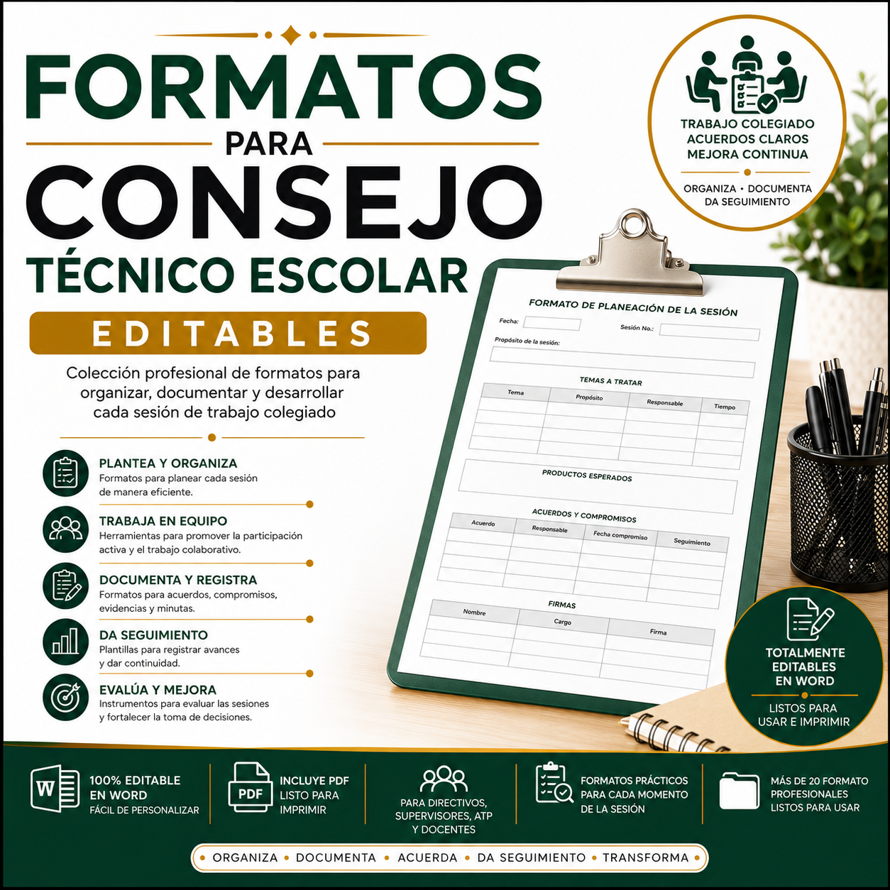 Formatos para Consejo Técnico Escolar Editables en Word | Plantillas para Organizar, Documentar y Desarrollar las Sesiones del CTE 1 Formatos para Consejo Técnico Escolar Editables en Word | Plantillas para Organizar, Documentar y Desarrollar las Sesiones del CTE