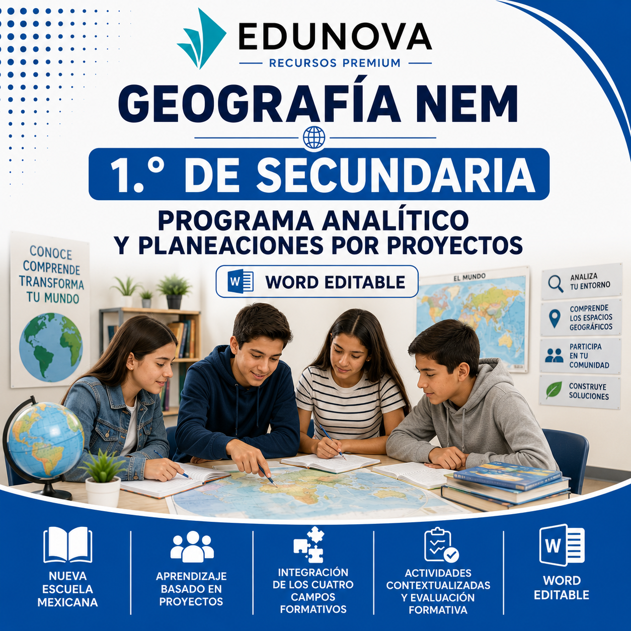 Geografía NEM 1.º de Secundaria | Programa Analítico y Planeaciones por Proyectos 2026-2027 | Word Editable 1 Geografía NEM 1.º de Secundaria | Programa Analítico y Planeaciones por Proyectos 2026-2027 | Word Editable