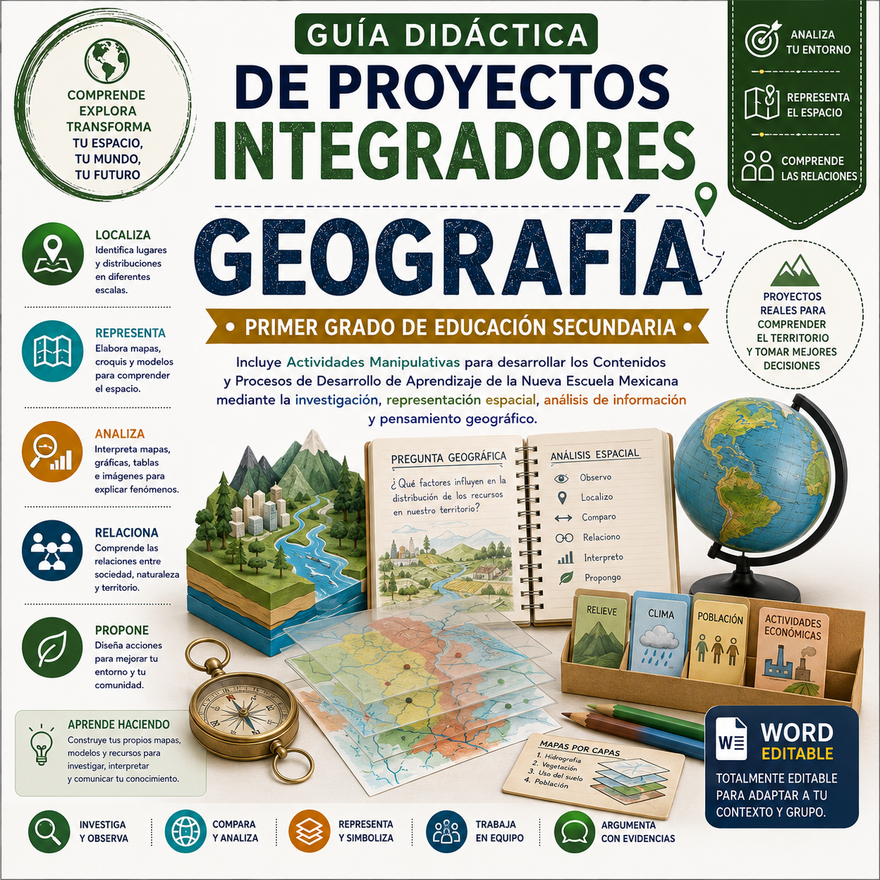 Proyectos Integradores de Geografía 1° Secundaria | NEM 2026-2027 | Word Editable 1 Proyectos Integradores de Geografía 1° Secundaria | NEM 2026-2027 | Word Editable