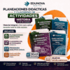 Imagen promocional de EDUNOVA Digital que muestra libros de texto y cuadernos de trabajo para 3º de Historia, destacando la planificación didáctica, los cuadernos de actividades, los programas analíticos y la evaluación formativa, con formato Word editable y enumeración de ventajas clave.