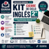 Infografía para el "Kit Inglés 2° Secundaria" de Edunova, detallando características como evaluación, archivos Word editables, habilidades cubiertas, materiales incluidos y alineación con el plan de estudios de la Nueva Escuela Mexicana (NEM).
