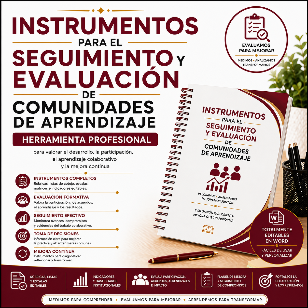Instrumentos para el Seguimiento y Evaluación de Comunidades de Aprendizaje Editables en Word | Rúbricas, Listas de Cotejo e Indicadores para la Mejora Continua 1 Instrumentos para el Seguimiento y Evaluación de Comunidades de Aprendizaje Editables en Word | Rúbricas, Listas de Cotejo e Indicadores para la Mejora Continua