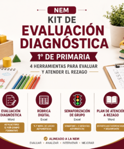 Kit de Evaluación Diagnóstica NEM 1° de Primaria 2026-2027 | 4 Herramientas para Evaluar y Atender el Rezago | Word y Excel Editable