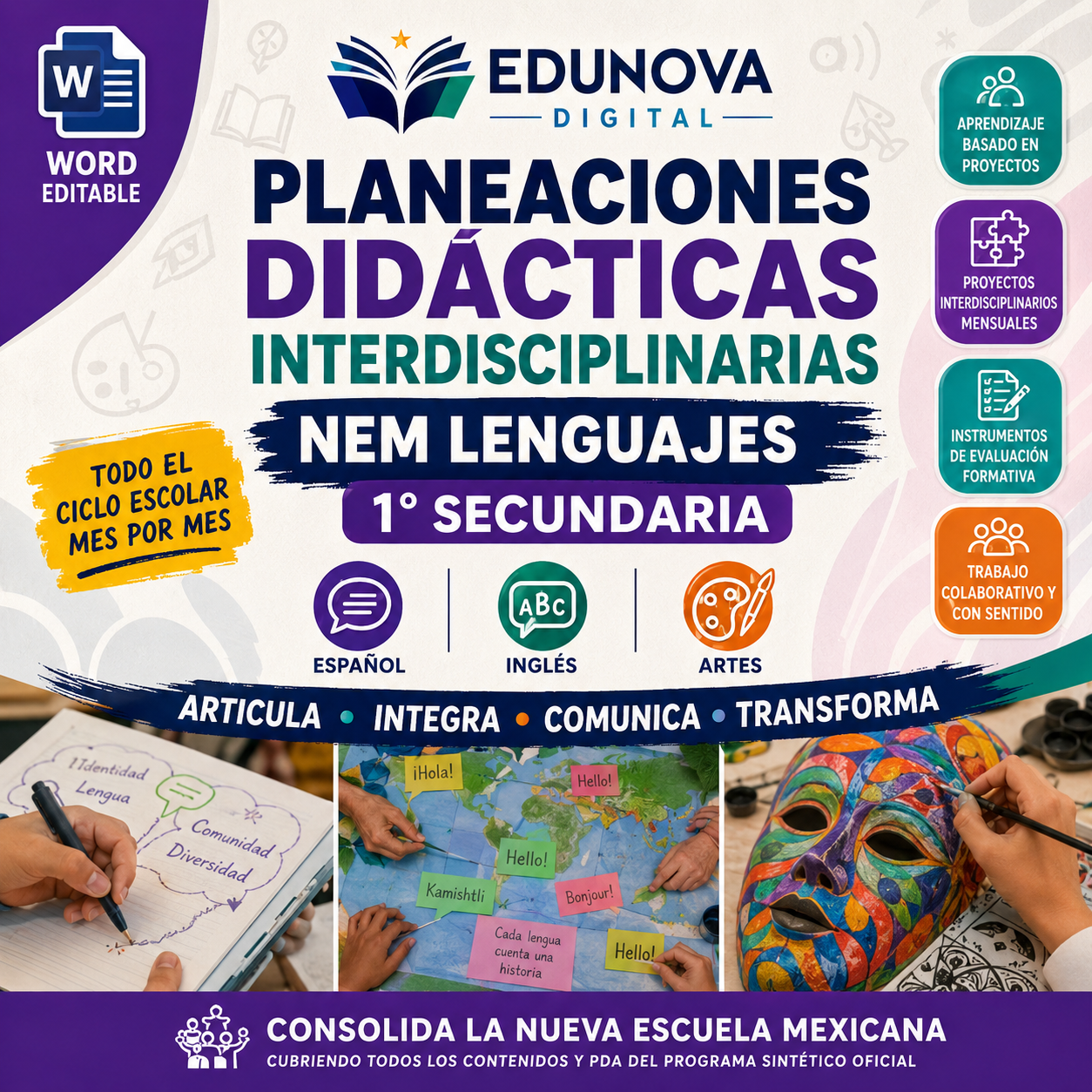 Planeaciones Interdisciplinarias NEM Lenguajes 1° Secundaria 2026-2027 | Todo el Ciclo Escolar Mes por Mes 1 Planeaciones Interdisciplinarias NEM Lenguajes 1° Secundaria 2026-2027 | Todo el Ciclo Escolar Mes por Mes