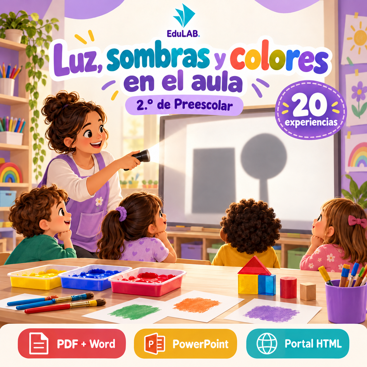 Luz, Sombras y Colores en el Aula | 2.º de Preescolar | 20 Experiencias con Fichas, Guías, Word, PowerPoint y Portal HTML 1 Luz, Sombras y Colores en el Aula | 2.º de Preescolar | 20 Experiencias con Fichas, Guías, Word, PowerPoint y Portal HTML
