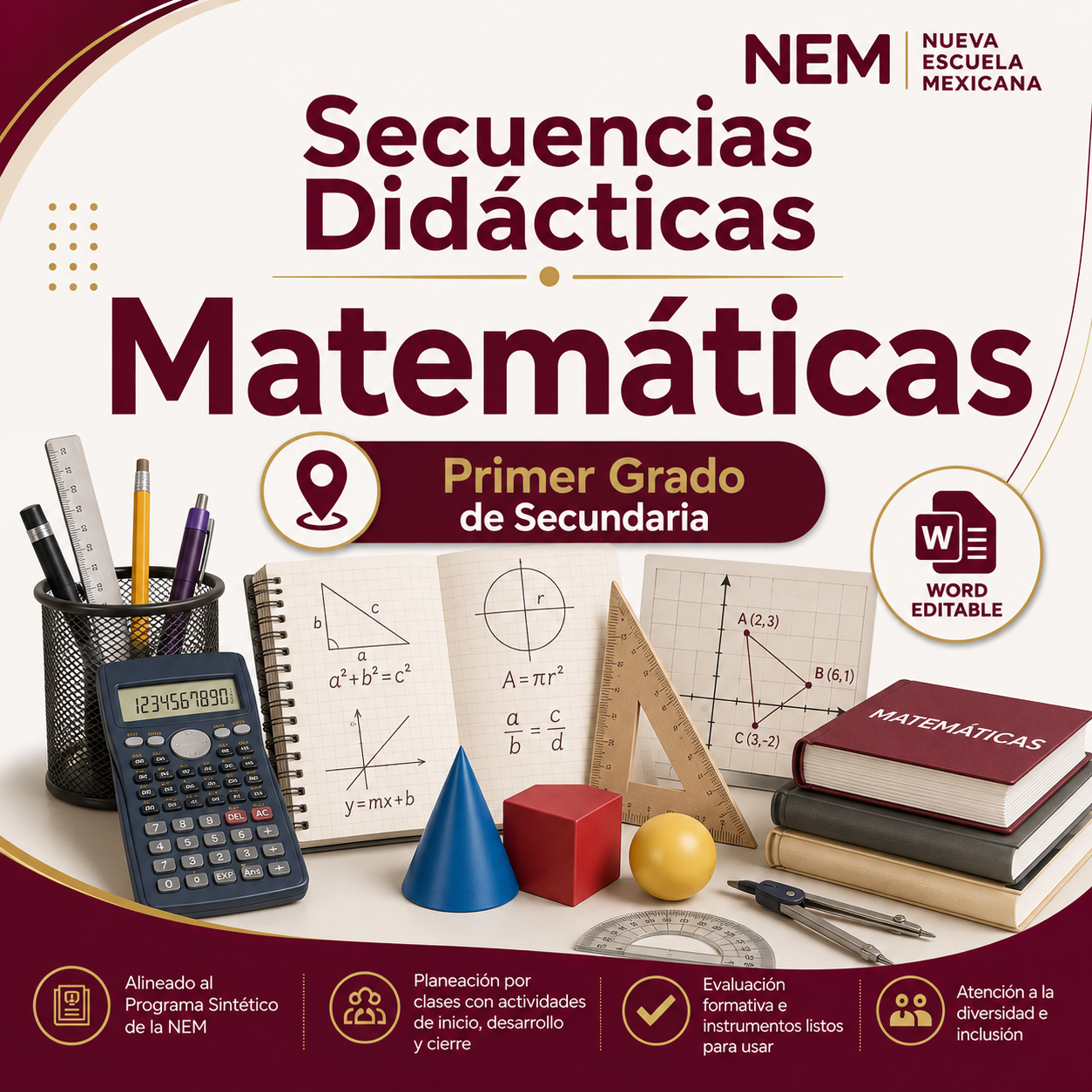 Secuencias Didácticas para Matemáticas Primer Grado de Secundaria | Planeaciones NEM 2026-2027 | Word Editable 1 Secuencias Didácticas para Matemáticas Primer Grado de Secundaria | Planeaciones NEM 2026-2027 | Word Editable