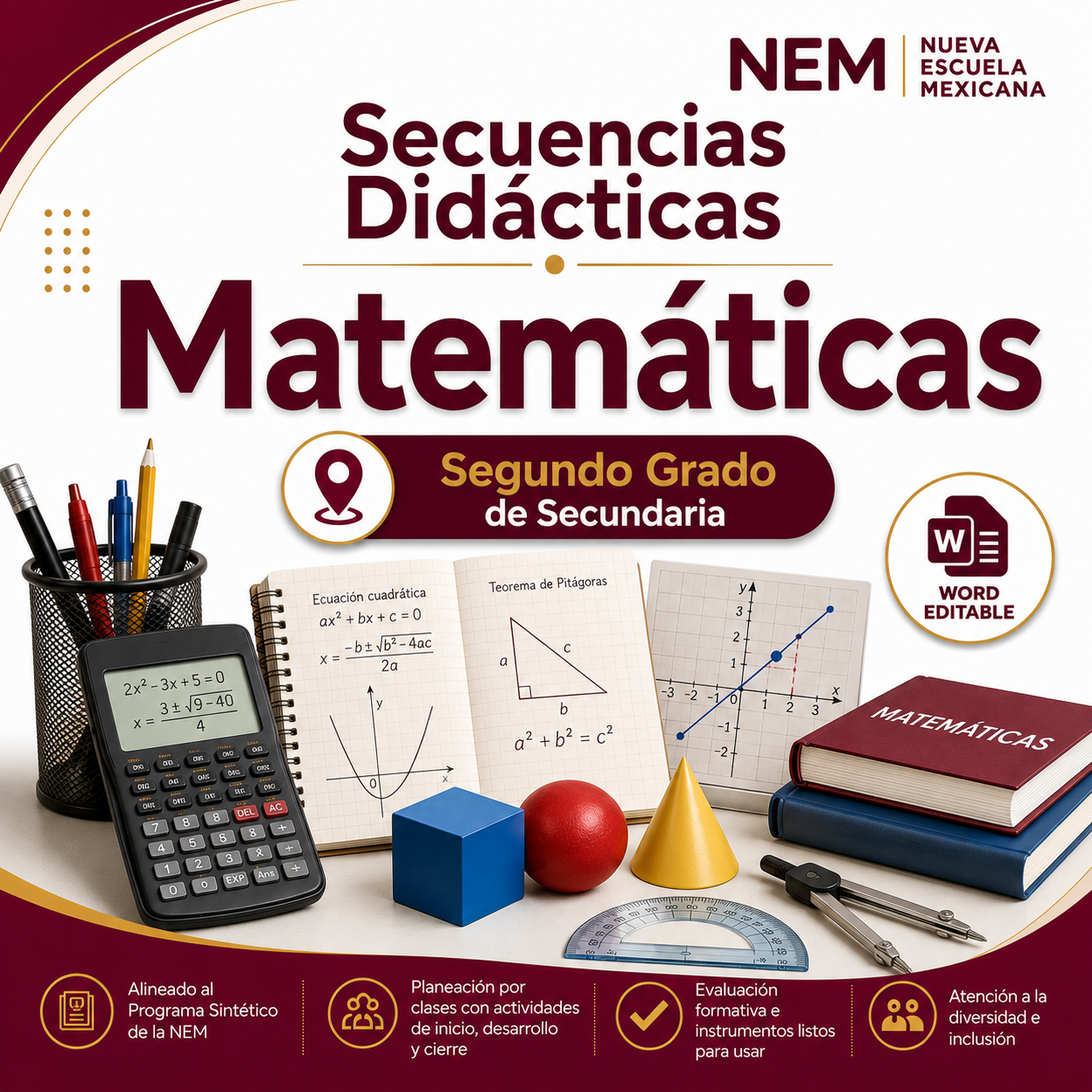 Secuencias Didácticas para Matemáticas Segundo Grado de Secundaria | Planeaciones NEM 2026-2027 | Word Editable 1 Secuencias Didácticas para Matemáticas Segundo Grado de Secundaria | Planeaciones NEM 2026-2027 | Word Editable