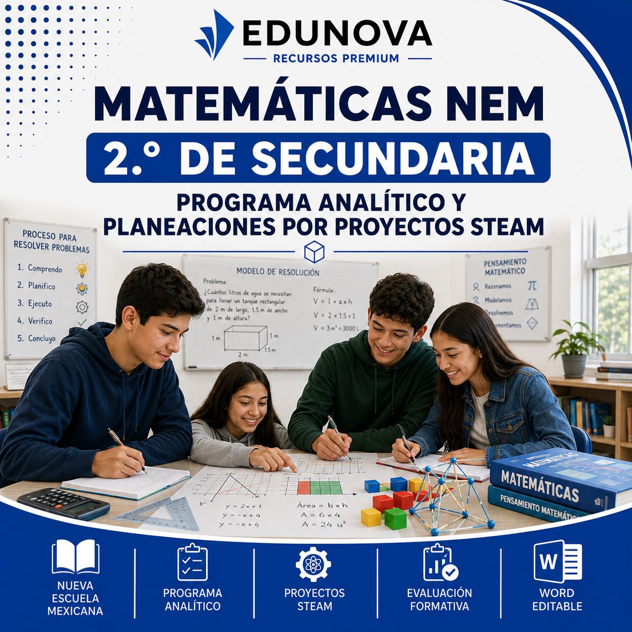 Matemáticas NEM 2.º de Secundaria | Programa Analítico y Planeaciones por Proyectos STEAM 2026-2027 | Word Editable 1 Matemáticas NEM 2.º de Secundaria | Programa Analítico y Planeaciones por Proyectos STEAM 2026-2027 | Word Editable