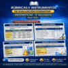 Infografía sobre rúbricas e instrumentos de evaluación formativa para Matemáticas de 3° secundaria, mostrando ejemplos de rúbrica analítica, lista de cotejo, escala estimativa y rúbrica holística, con iconos y texto explicativo.