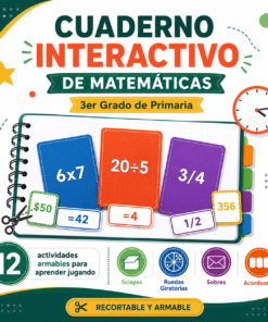 Cuaderno Interactivo de Matemáticas 3er Grado de Primaria NEM 2026-2027 | 12 Actividades Armables (Solapas, Ruedas Giratorias, Sobres y Acordeones) | PDF y Word Editable