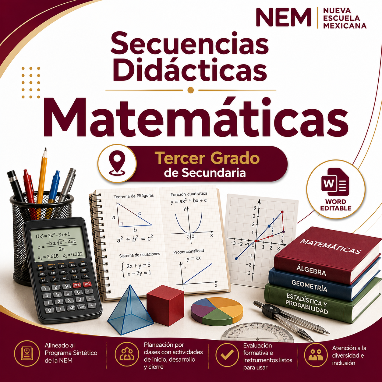 Secuencias Didácticas para Matemáticas Tercer Grado de Secundaria | Planeaciones NEM 2026-2027 | Word Editable 1 Secuencias Didácticas para Matemáticas Tercer Grado de Secundaria | Planeaciones NEM 2026-2027 | Word Editable
