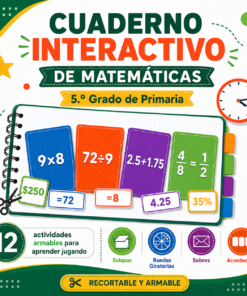 Cuaderno Interactivo de Matemáticas 5to Grado de Primaria NEM 2026-2027 | 12 Actividades Armables (Solapas, Ruedas Giratorias, Sobres y Acordeones) | PDF y Word Editable