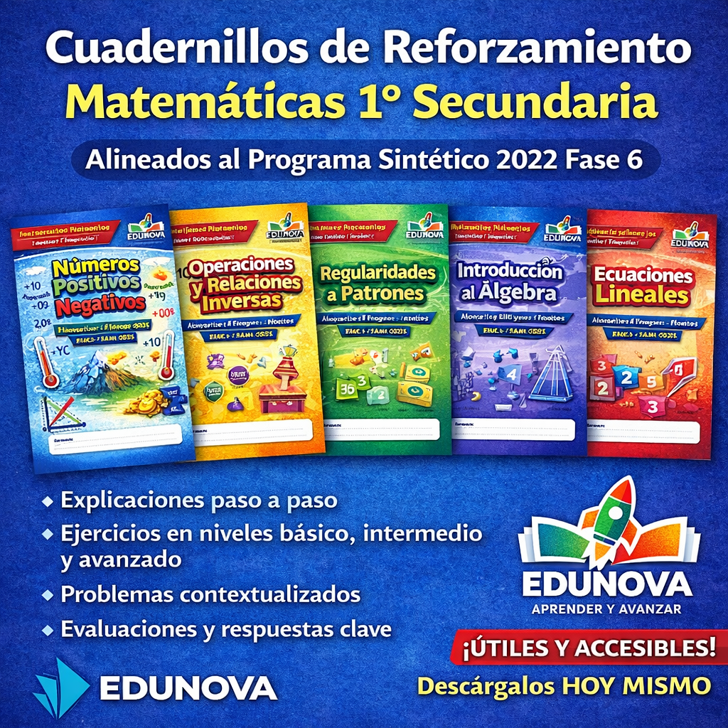 Cuadernillos de Reforzamiento – Matemáticas 1° de Secundaria 1 Cuadernillos de Reforzamiento – Matemáticas 1° de Secundaria