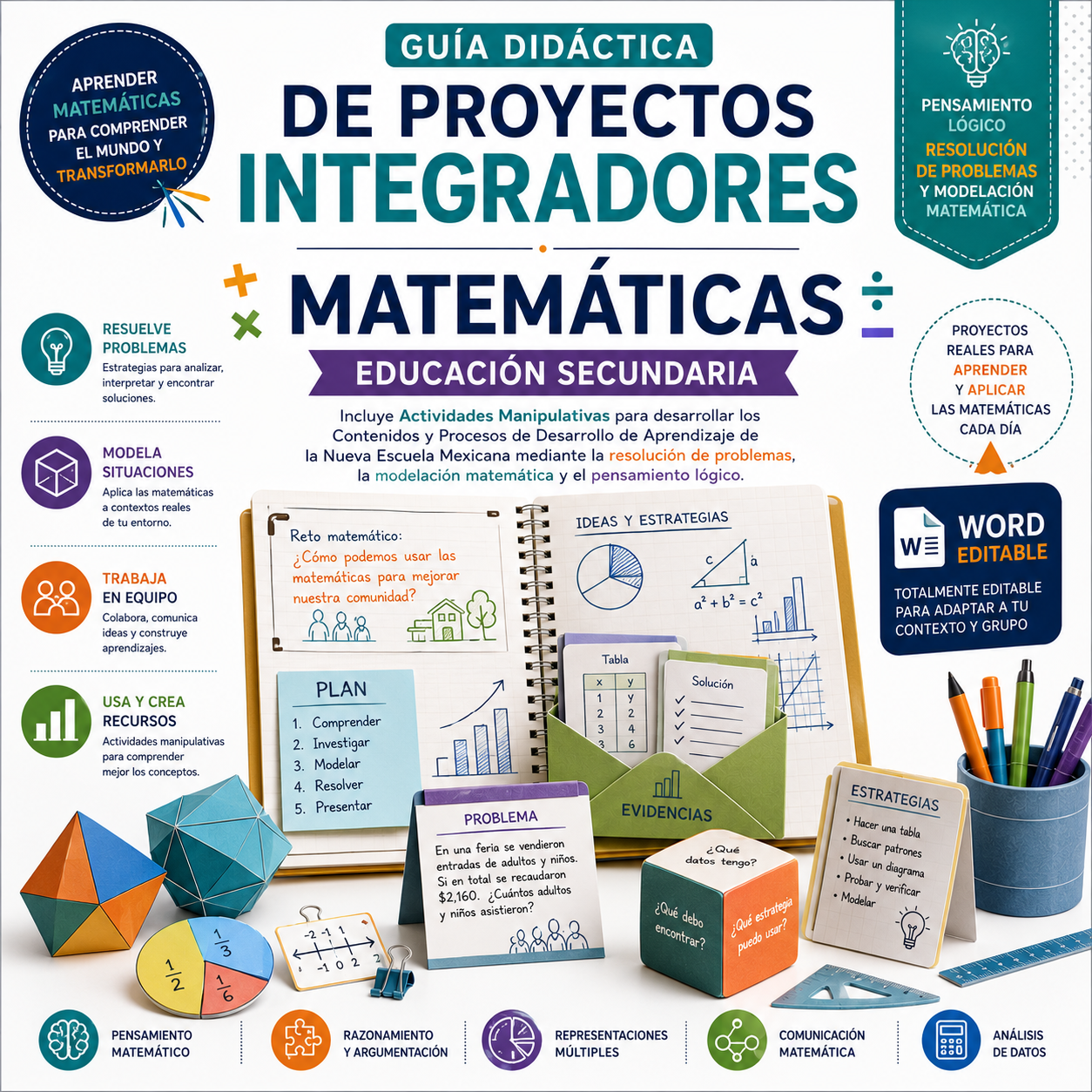 Proyectos Integradores de Matemáticas para Secundaria | NEM 2026-2027 | Word Editable 1 Proyectos Integradores de Matemáticas para Secundaria | NEM 2026-2027 | Word Editable