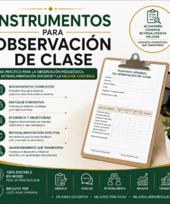 Instrumentos para Observación de Clase Editables en Word | Formatos para Acompañamiento y Evaluación Docente