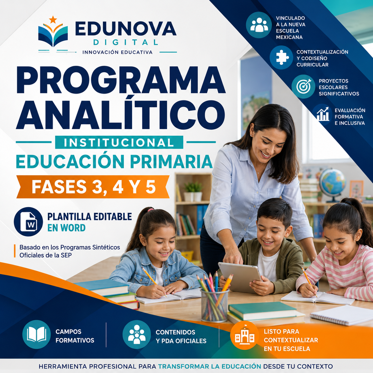 Programa Analítico Educación Primaria NEM 2026-2027 Editable en Word | Fases 3, 4 y 5 Basado en Programas Sintéticos SEP 1 Programa Analítico Educación Primaria NEM 2026-2027 Editable en Word | Fases 3, 4 y 5 Basado en Programas Sintéticos SEP