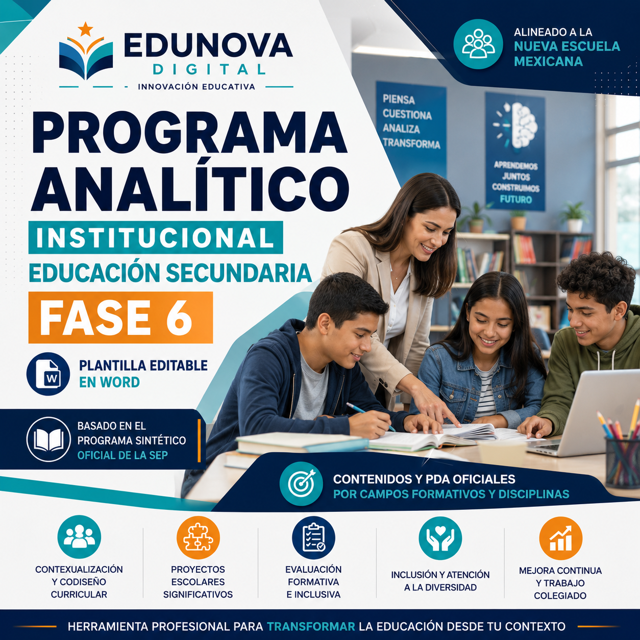 Programa Analítico Educación Secundaria NEM 2026-2027 Editable en Word | Fase 6 Basado en Programa Sintético SEP 1 Programa Analítico Educación Secundaria NEM 2026-2027 Editable en Word | Fase 6 Basado en Programa Sintético SEP