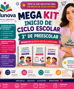 Kit Inicio de Ciclo Escolar 2026-2027 · 3° de Preescolar · Planeación Diagnóstica, Formatos Docentes y Cuaderno de Actividades Editable NEM