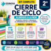 Folleto educativo para un kit de "Cierre de Ciclo" para 2º grado, con herramientas como planificación, libro de actividades, evaluación y portafolio de evidencias, alineado con el NEM, diseñado para la evaluación y organización de los estudiantes al final del año.