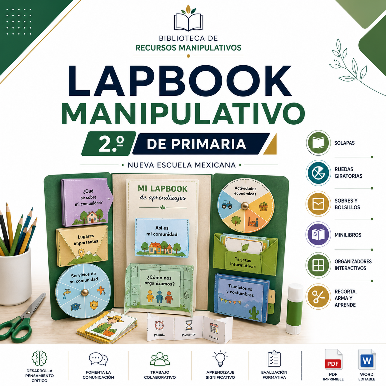 Lapbook Manipulativo NEM 2026-2027 2° de Primaria | Proyectos Integradores | PDF + Word Editable 1 Lapbook Manipulativo NEM 2026-2027 2° de Primaria | Proyectos Integradores | PDF + Word Editable