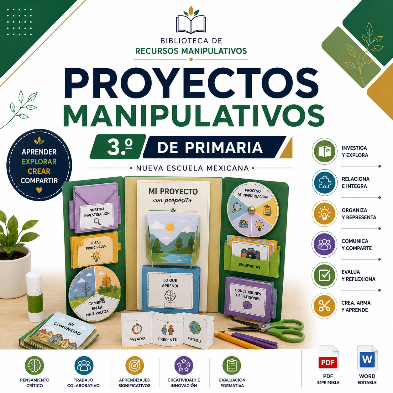 Proyectos Manipulativos NEM 2026-2027 3° de Primaria | Proyectos Integradores | PDF + Word Editable 1 Proyectos Manipulativos NEM 2026-2027 3° de Primaria | Proyectos Integradores | PDF + Word Editable