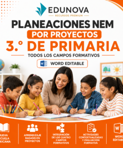 Planeaciones NEM 3.º de Primaria por Proyectos 2026-2027 | Todos los Campos Formativos | Word Editable