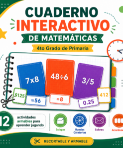 Cuaderno Interactivo de Matemáticas 4to Grado de Primaria NEM 2026-2027 | 12 Actividades Armables (Solapas, Ruedas Giratorias, Sobres y Acordeones) | PDF y Word Editable