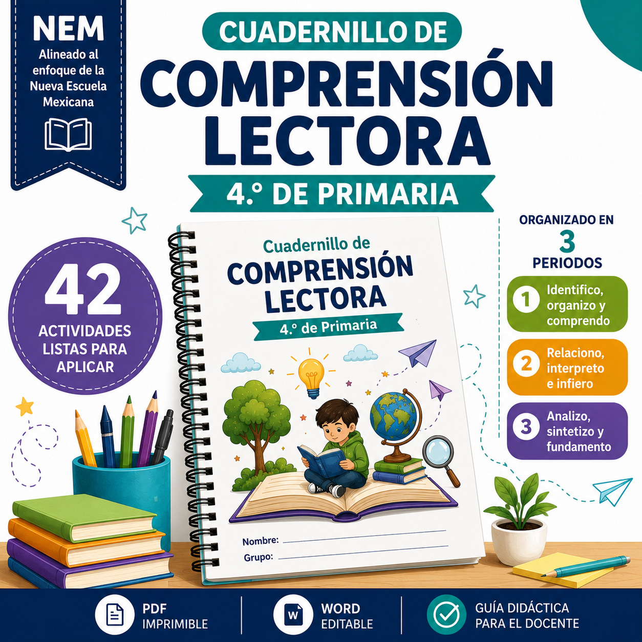 Cuadernillo de Comprensión Lectora 4.º de Primaria | NEM 2026-2027 | PDF + Word Editable 1 Cuadernillo de Comprensión Lectora 4.º de Primaria | NEM 2026-2027 | PDF + Word Editable