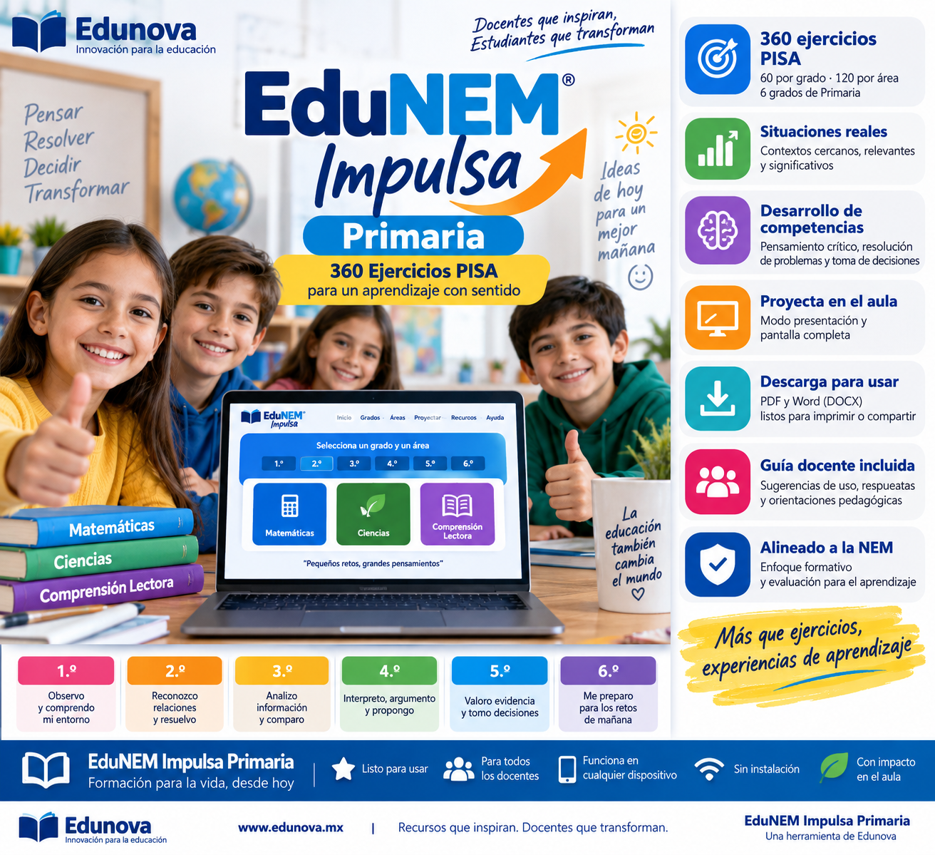 EduNEM Impulsa Primaria | 360 Ejercicios tipo PISA de Matemáticas, Ciencias y Comprensión Lectora 1 EduNEM Impulsa Primaria | 360 Ejercicios tipo PISA de Matemáticas, Ciencias y Comprensión Lectora