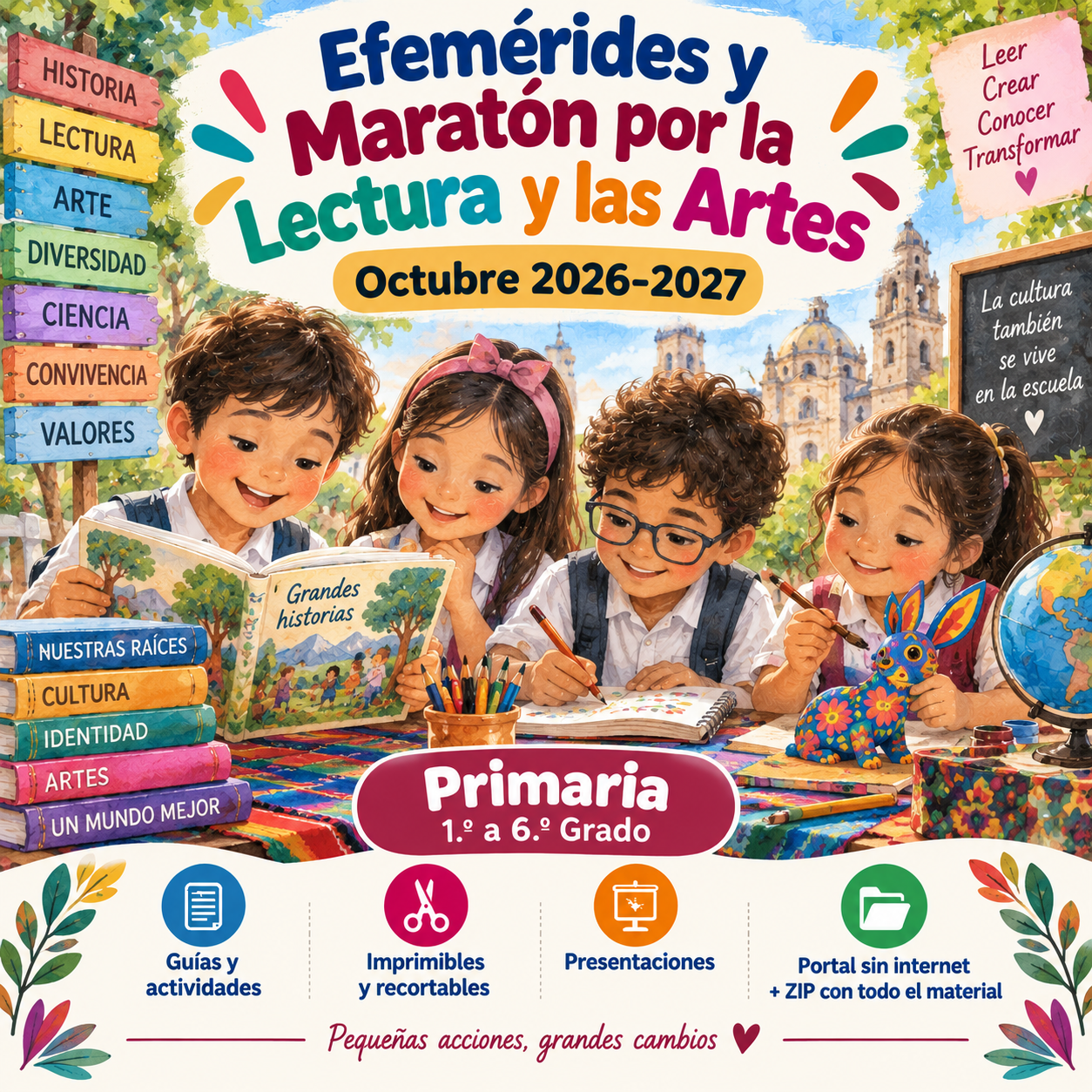 Efemérides y Maratón por la Lectura y las Artes Octubre 2026-2027 | Primaria 1.º a 6.º Grado 1 Efemérides y Maratón por la Lectura y las Artes Octubre 2026-2027 | Primaria 1.º a 6.º Grado