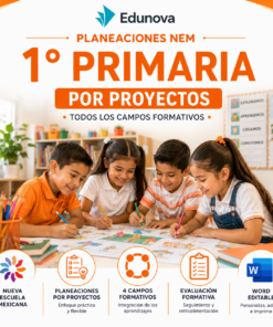 Planeaciones NEM 1.º de Primaria por Proyectos 2026-2027 | Todos los Campos Formativos | Word Editable