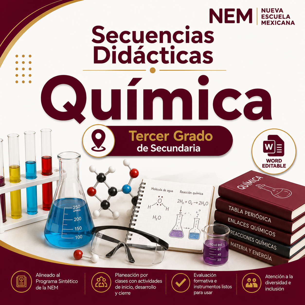 Secuencias Didácticas para Química Tercer Grado de Secundaria | Planeaciones NEM 2026-2027 | Word Editable 1 Secuencias Didácticas para Química Tercer Grado de Secundaria | Planeaciones NEM 2026-2027 | Word Editable