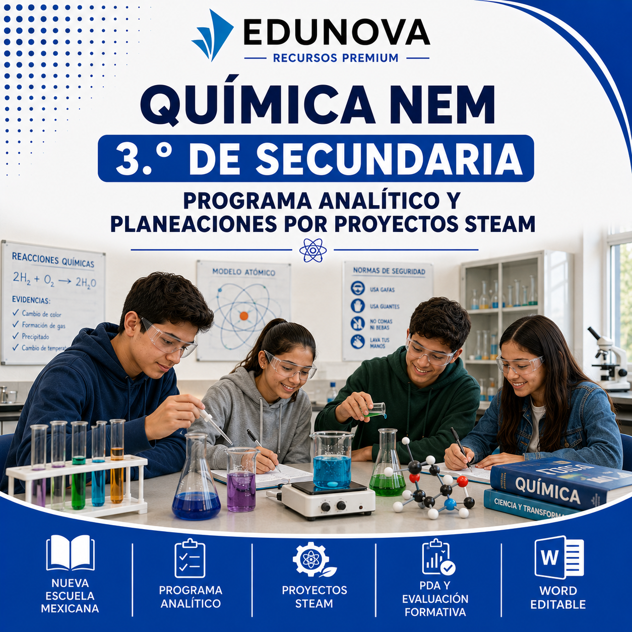 Química NEM 3.º de Secundaria | Programa Analítico y Planeaciones por Proyectos STEAM 2026-2027 | Word Editable 1 Química NEM 3.º de Secundaria | Programa Analítico y Planeaciones por Proyectos STEAM 2026-2027 | Word Editable