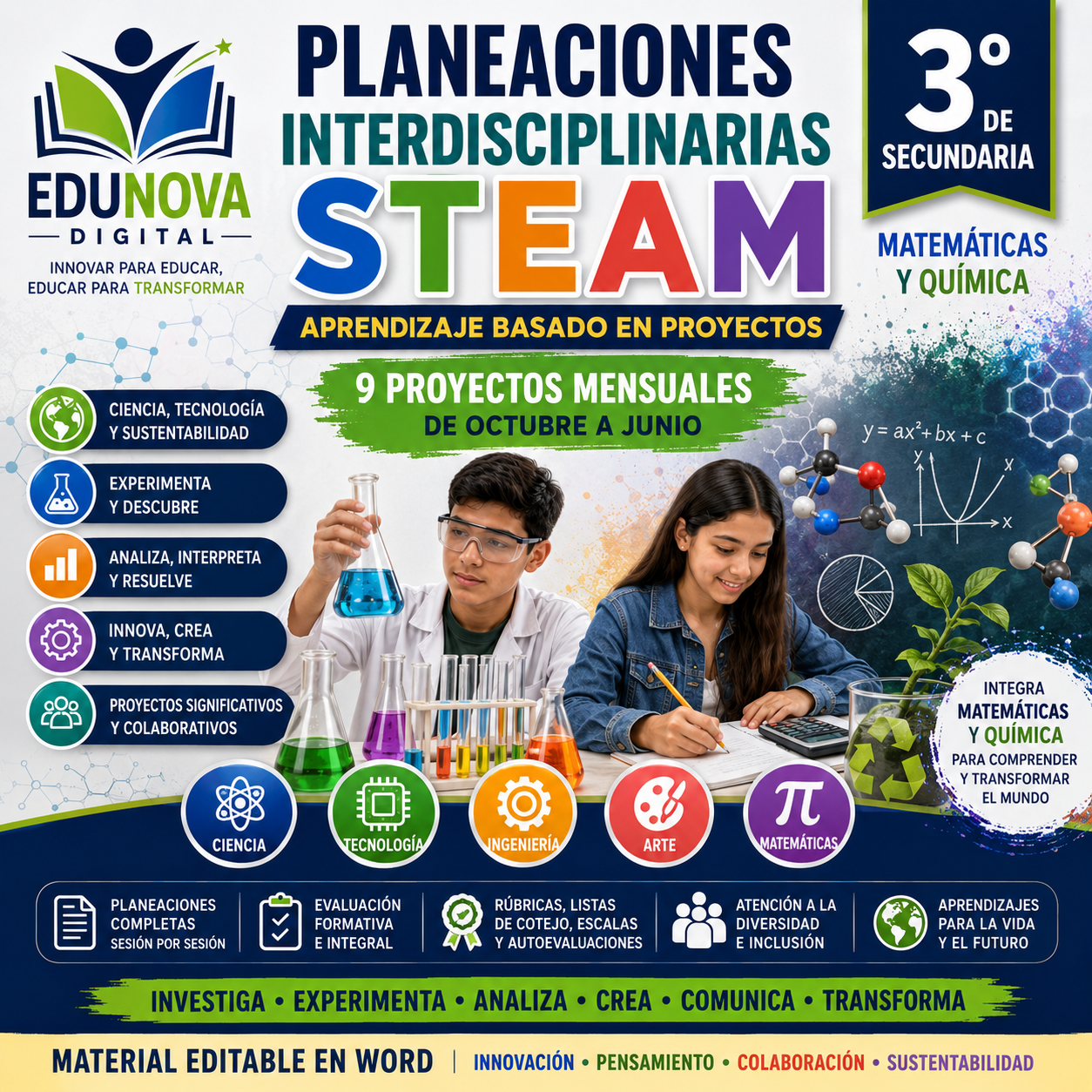 Planeaciones Interdisciplinarias NEM 3° Secundaria Saberes y Pensamiento Científico 2026-2027 | Todo el Ciclo Escolar Mes por Mes - Proyectos STEAM 1 Planeaciones Interdisciplinarias NEM 3° Secundaria Saberes y Pensamiento Científico 2026-2027 | Todo el Ciclo Escolar Mes por Mes - Proyectos STEAM