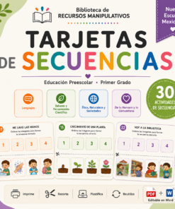 Tarjetas de Secuencias NEM 2026-2027 Preescolar 1° | Actividades Manipulativas para el Aula | PDF + Word Editable