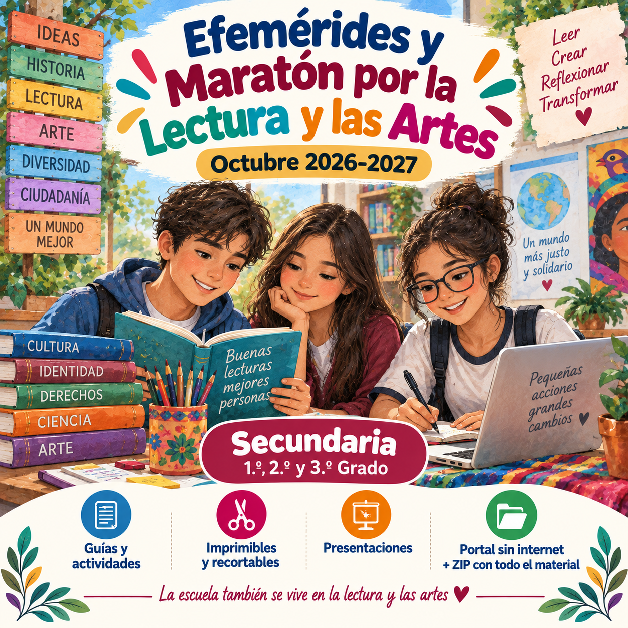 Efemérides y Maratón por la Lectura y las Artes Octubre 2026-2027 | Secundaria 1.º, 2.º y 3.º Grado 1 Efemérides y Maratón por la Lectura y las Artes Octubre 2026-2027 | Secundaria 1.º, 2.º y 3.º Grado
