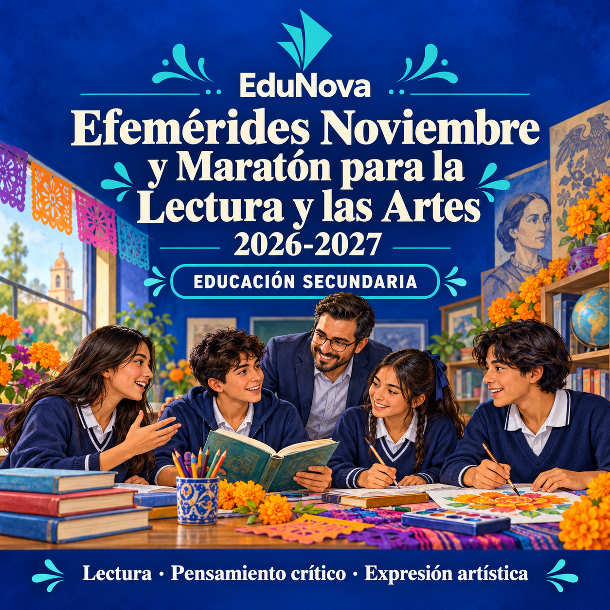Efemérides Noviembre y Maratón por la Lectura y las Artes 2026-2027 | Secundaria: lectura, pensamiento crítico y expresión artística 1 Efemérides Noviembre y Maratón por la Lectura y las Artes 2026-2027 | Secundaria: lectura, pensamiento crítico y expresión artística