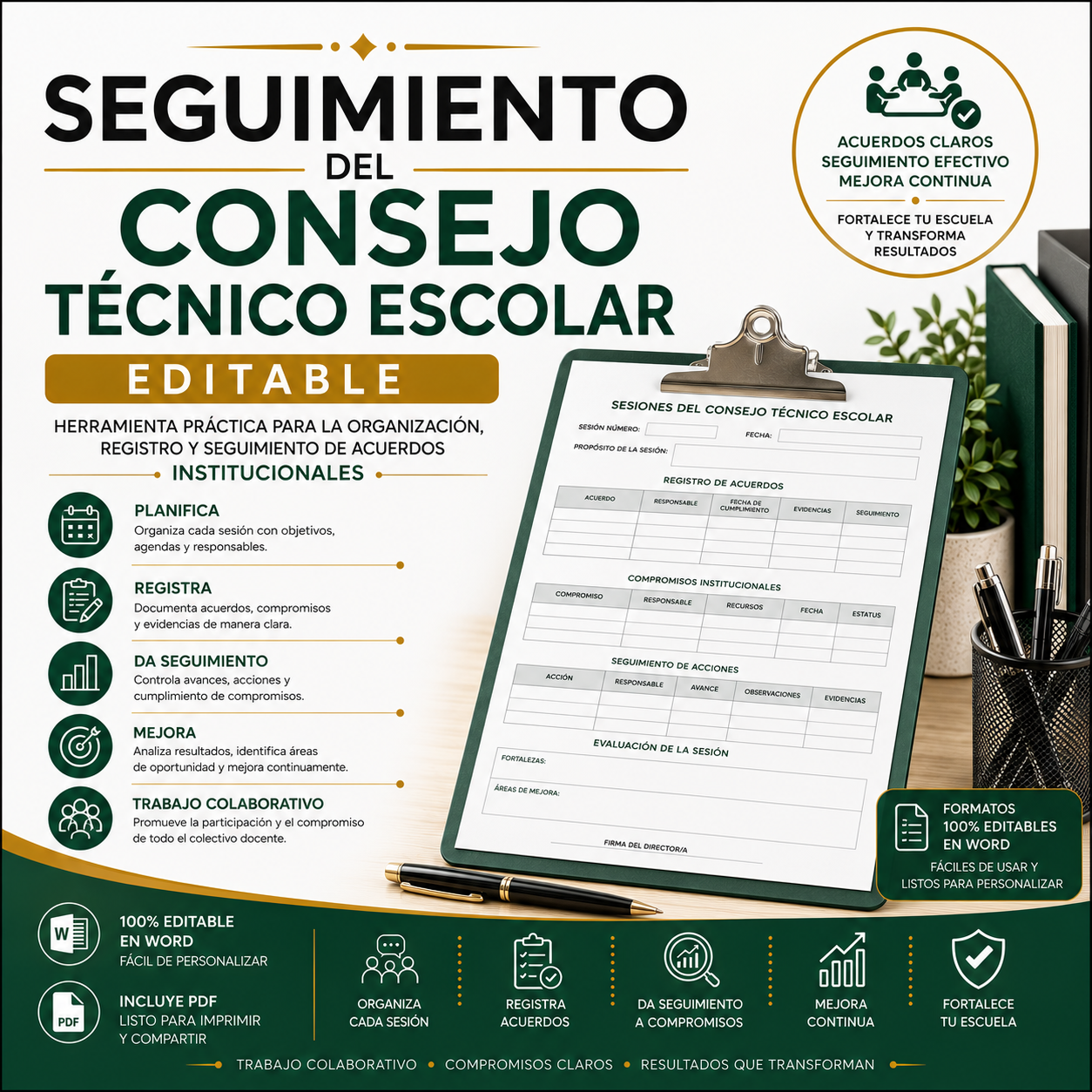 Seguimiento del Consejo Técnico Escolar Editable en Word | Formatos para Acuerdos, Evidencias y Mejora Continua 1 Seguimiento del Consejo Técnico Escolar Editable en Word | Formatos para Acuerdos, Evidencias y Mejora Continua