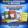 Gráfico promocional para un programa de matemáticas de secundaria, con libros, hojas de ejercicios y un ordenador portátil. El texto destaca los materiales de planificación y evaluación de fin de curso para 2º grado, mayo-junio, editable en Word, por Edunova.