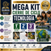 Cartel promocional del "Mega Kit Cierre de Ciclo Tecnología Secundaria" de Edunova NEM, con alumnos trabajando en un proyecto STEM, iconos educativos e información sobre las ventajas y el contenido del kit.