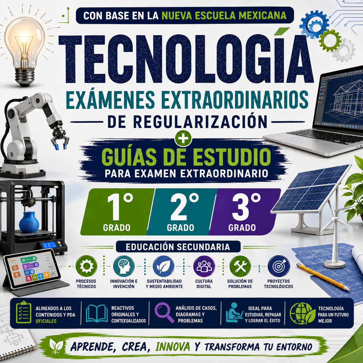 Exámenes Extraordinarios de Regularización + Guía de Estudio Tecnología Secundaria 1°, 2° y 3° Grado NEM | Word Editable 1 Exámenes Extraordinarios de Regularización + Guía de Estudio Tecnología Secundaria 1°, 2° y 3° Grado NEM | Word Editable