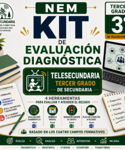 Kit de Evaluación Diagnóstica NEM Telesecundaria 3° 2026-2027 | 4 Herramientas para Evaluar y Atender el Rezago | Word y Excel Editable