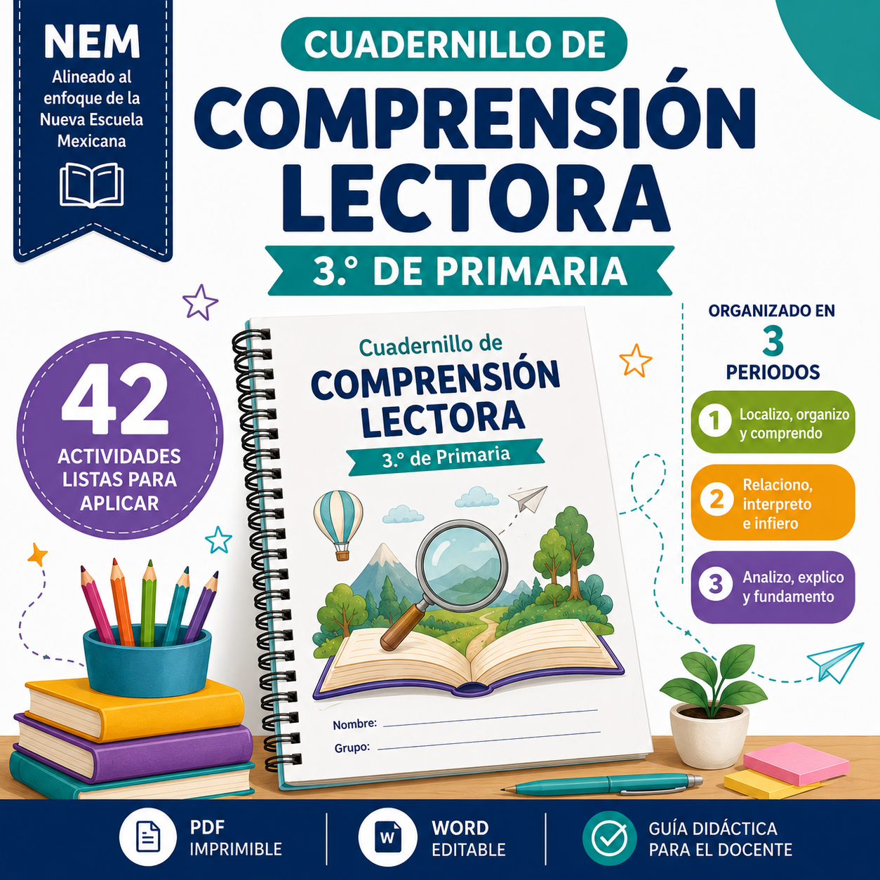 Cuadernillo de Comprensión Lectora 3.º de Primaria | NEM 2026-2027 | PDF + Word Editable 1 Cuadernillo de Comprensión Lectora 3.º de Primaria | NEM 2026-2027 | PDF + Word Editable