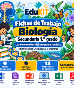 EduKIT Fichas de Trabajo de Biología para Secundaria 1.er Grado | 9 Fichas, Rúbricas y los 9 Contenidos