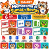 EduKIT Memorama de Sumas y Restas para Primaria | 120 Tarjetas, 6 Sets y Portal Interactivo