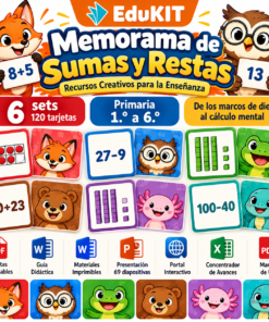 EduKIT Memorama de Sumas y Restas para Primaria | 120 Tarjetas, 6 Sets y Portal Interactivo