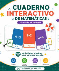 Cuaderno Interactivo de Matemáticas 1er Grado de Primaria NEM 2026-2027 | 12 Actividades Armables (Solapas, Ruedas Giratorias, Sobres y Acordeones) | PDF y Word Editable