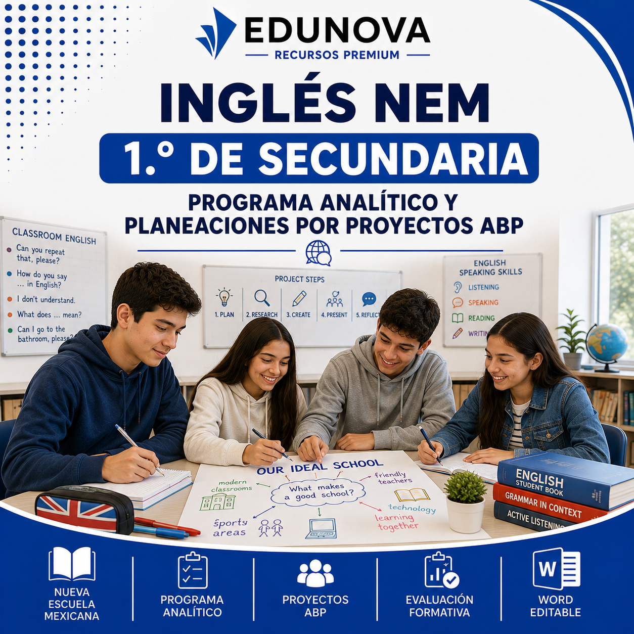 Inglés NEM 1.º de Secundaria | Programa Analítico y Planeaciones por Proyectos ABP 2026-2027 | Word Editable 1 Inglés NEM 1.º de Secundaria | Programa Analítico y Planeaciones por Proyectos ABP 2026-2027 | Word Editable