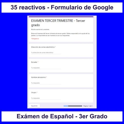 Examen interactivo en los formularios de Google para las clases virtuales